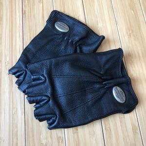 Harley-Davidson Leather Black Fingerless Gloves M